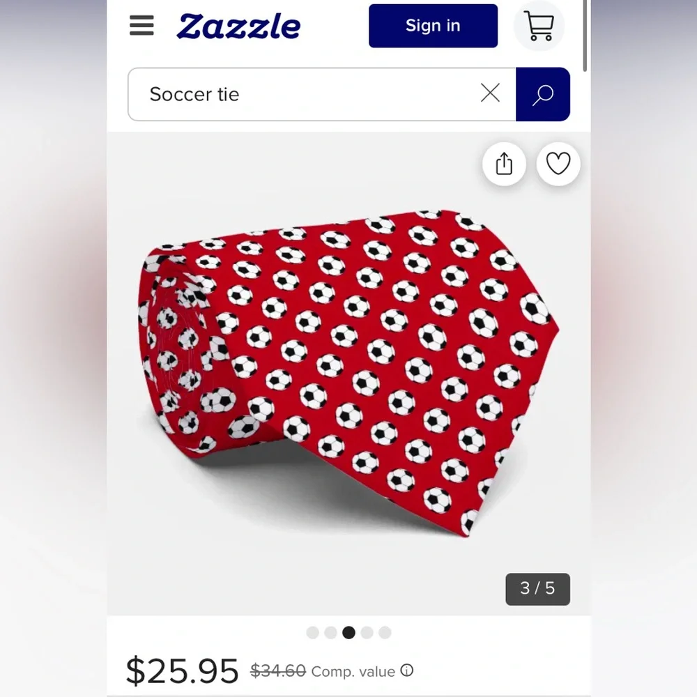 Red soccer ball tie